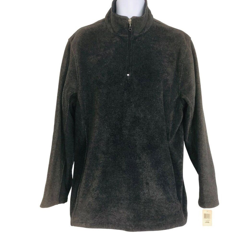 Vintage 80s Savile Row Mens L Pullover Jacket Gray Fleece Half Zip New